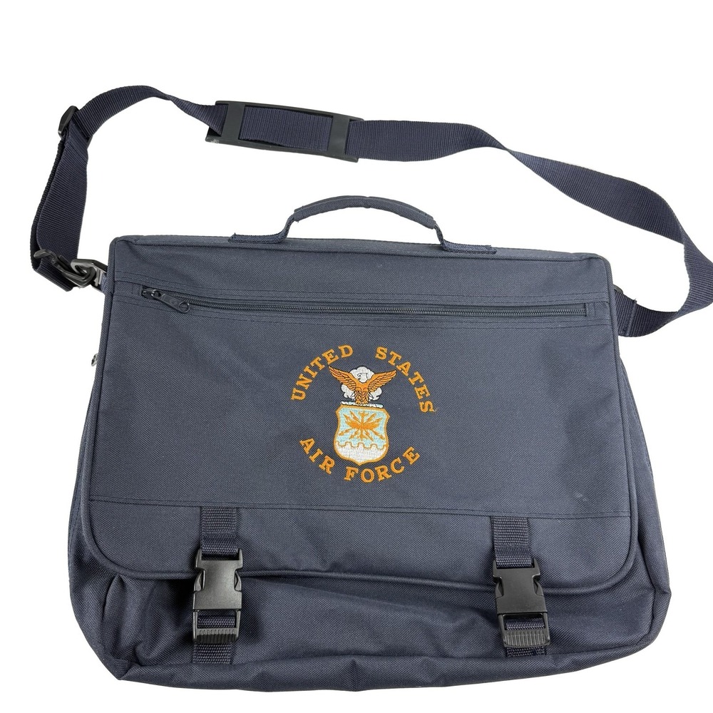 United States Air Force Embroidered Messenger Bag Laptop Briefcase Black Travel
